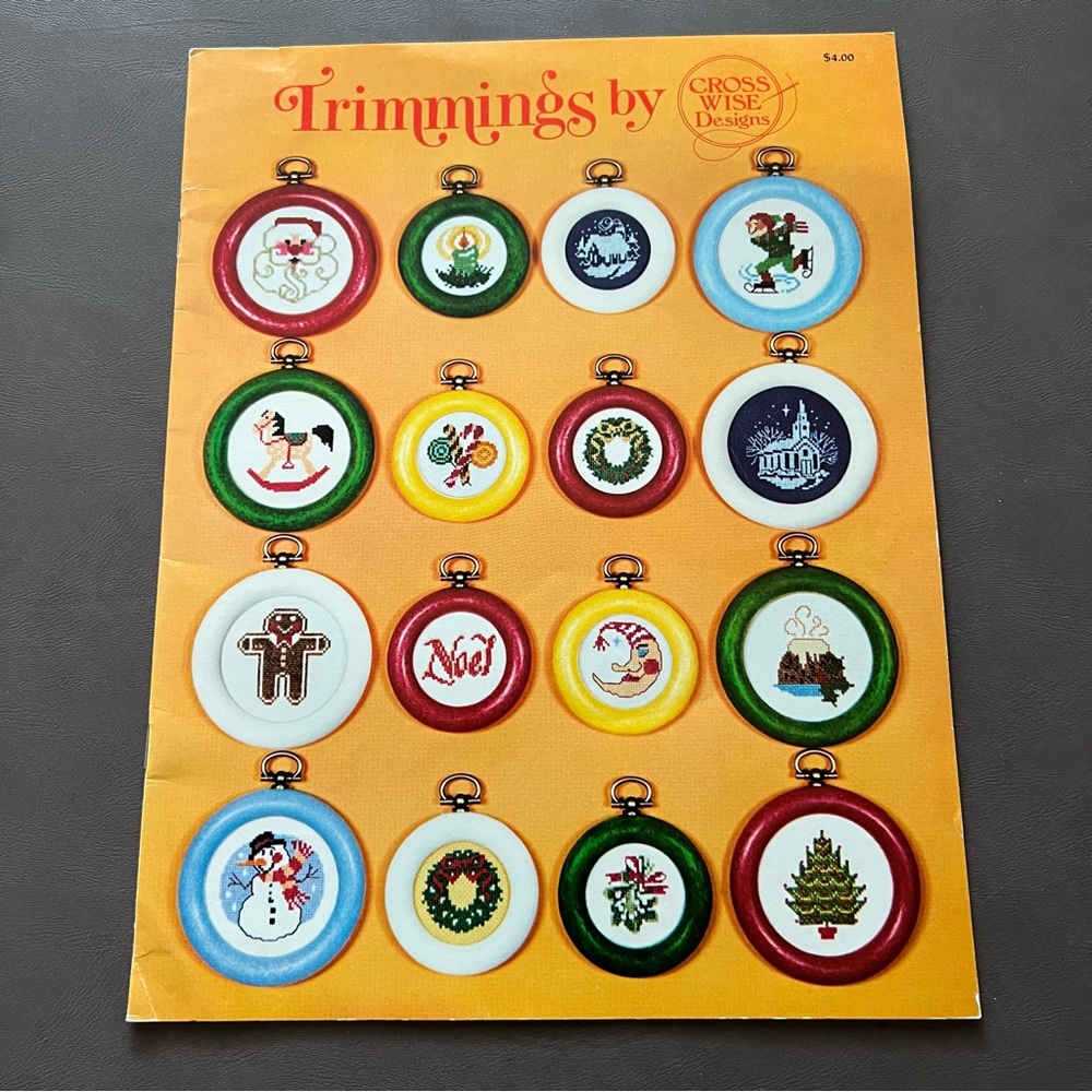 Cross Stitch Ornaments Trimmings Snowman Santa Angels Cross Wise Designs 1980